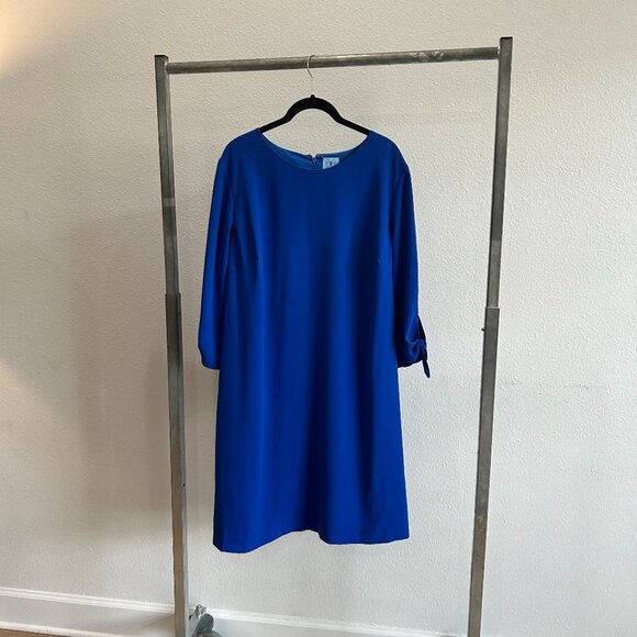 CeCe Gorgeous Blue Shift Dress with ¾ Tie Sleeves, 18W NWOT - Picture 1 of 5